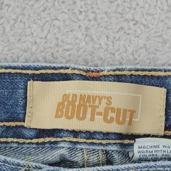 Y2K Old Navy's Boot-Cut Mens Jeans 36x30 Blue Ripped hem JCT - Picture 4 of 9